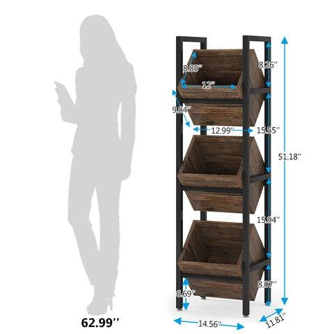 Rustic Farmhouse Industrial 3 Bin 36 Bottle Wine Rack Storage Display Shelf LuxuryLifeWay Online Store