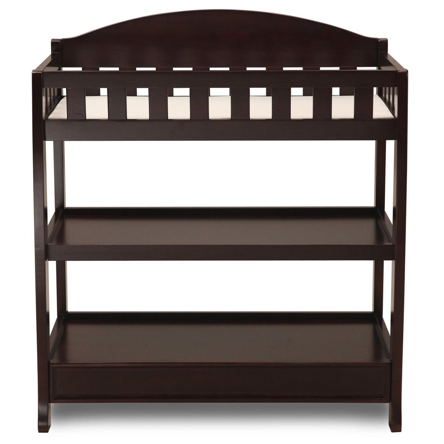 Modern Dark Brown Wooden Baby Changing Table with Safety Rail Pad and Strap LuxuryLifeWay Online Store