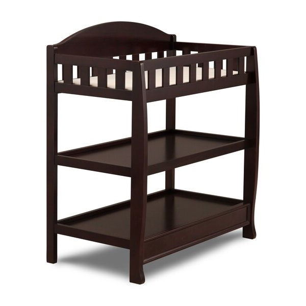 Modern Dark Brown Wooden Baby Changing Table with Safety Rail Pad and Strap LuxuryLifeWay Online Store