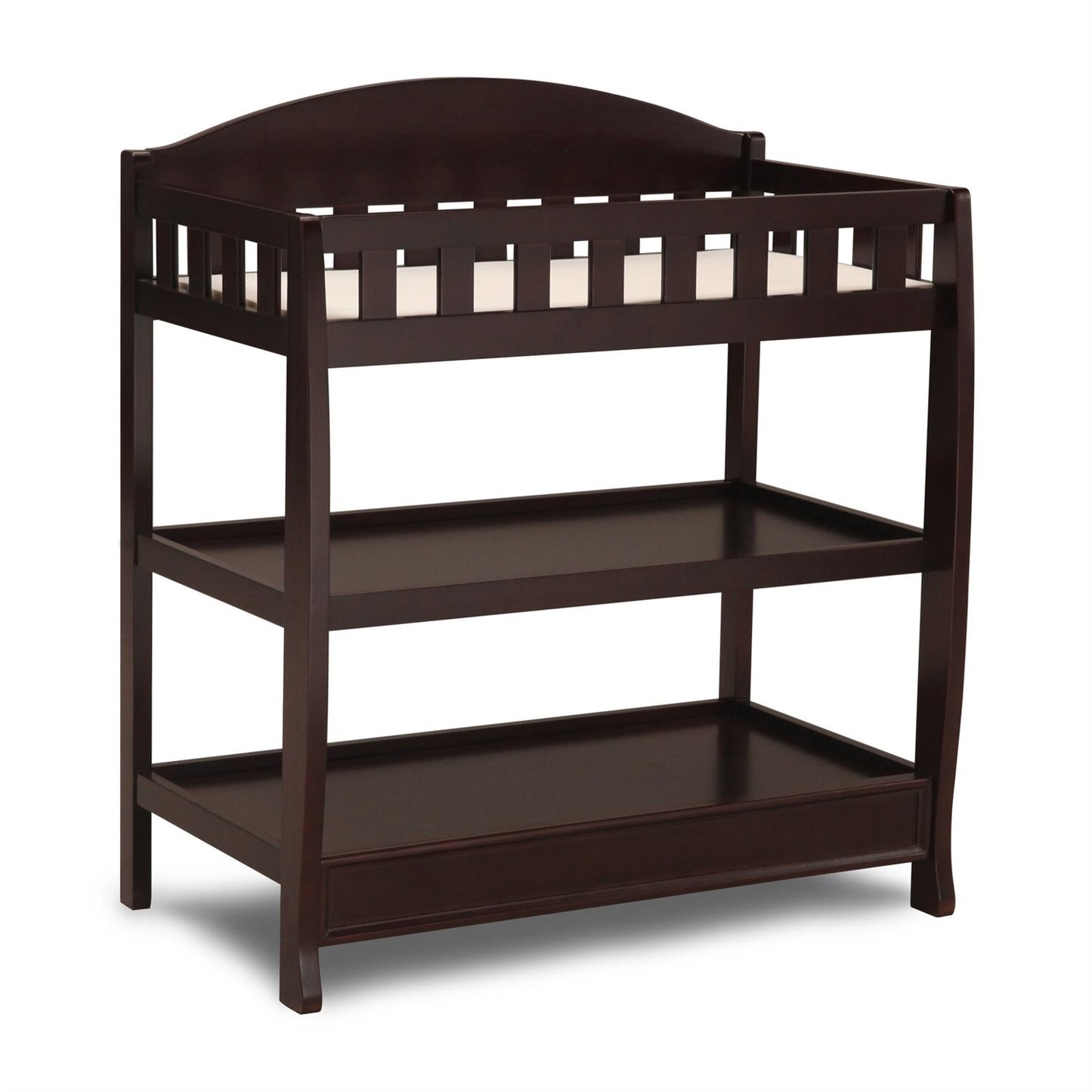 Modern Dark Brown Wooden Baby Changing Table with Safety Rail Pad and Strap LuxuryLifeWay Online Store