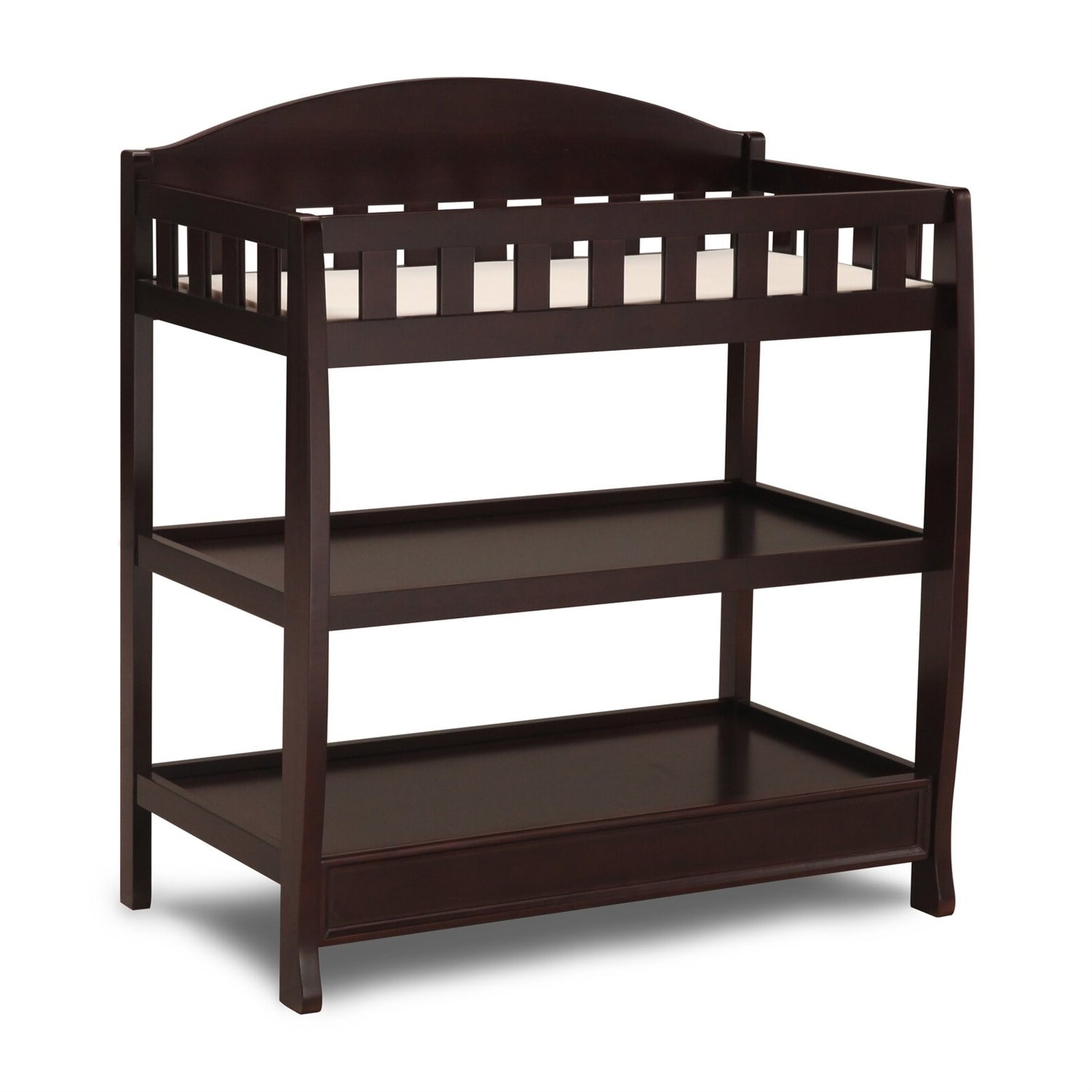 Modern Dark Brown Wooden Baby Changing Table with Safety Rail Pad and Strap LuxuryLifeWay Online Store