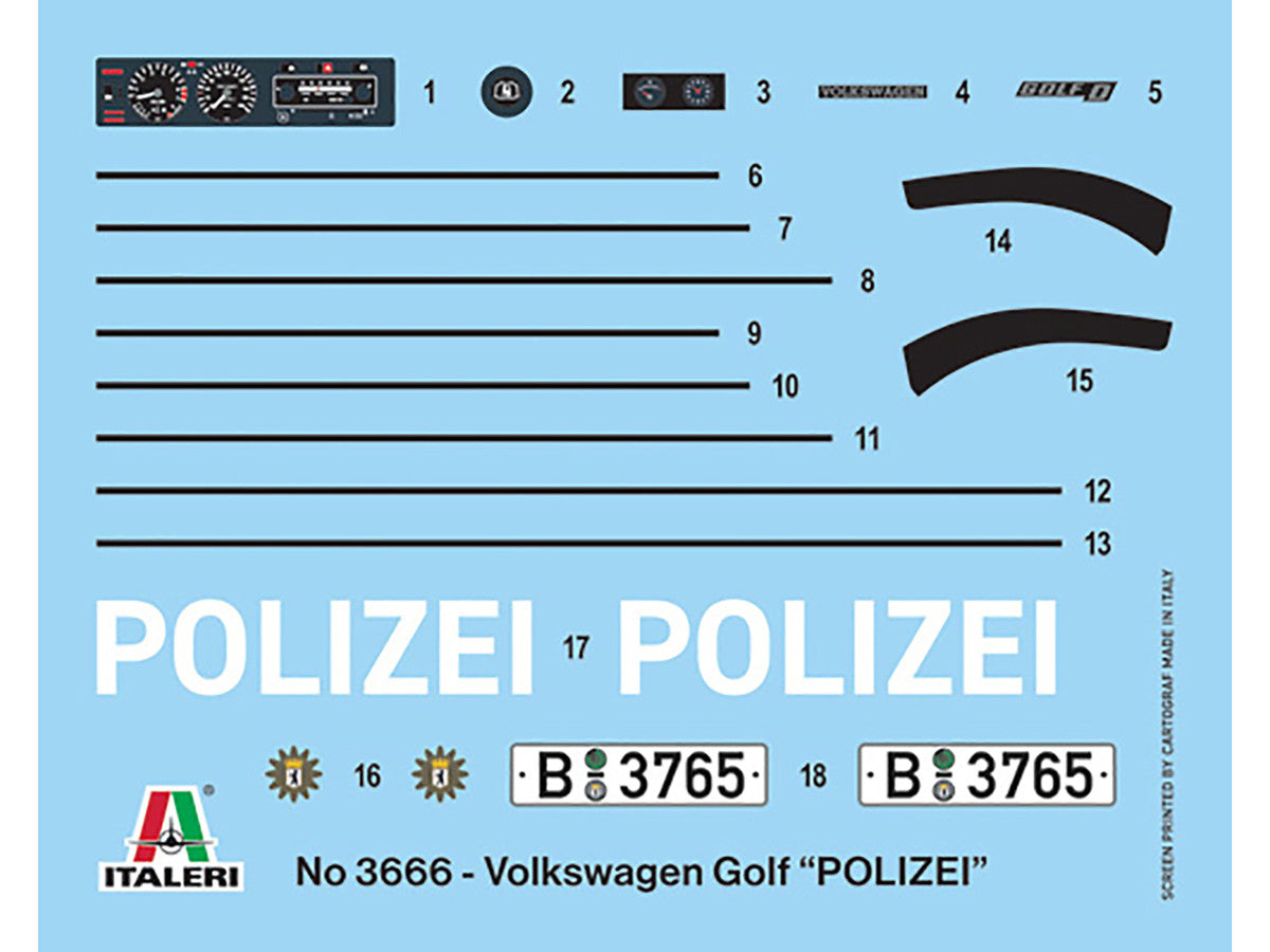 Skill 3 Model Kit 1978 Volkswagen Golf "Berlin Polizei (Police) Department" 1/24 Scale Model by Italeri LuxuryLifeWay Online Store