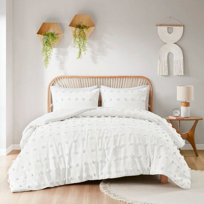 Full/Queen 3-Piece Ivory Pompom Microfiber Comforter Set LuxuryLifeWay Online Store