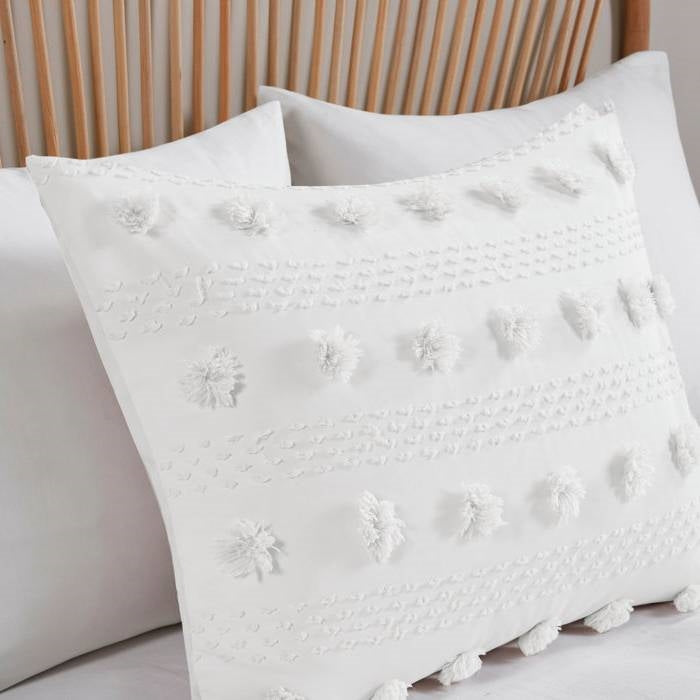 Full/Queen 3-Piece Ivory Pompom Microfiber Comforter Set LuxuryLifeWay Online Store
