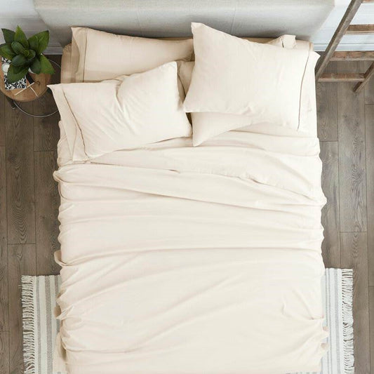 Twin XL Ivory Beige 4-Piece Wrinkle Resistant Microfiber/Polyester Sheet Set LuxuryLifeWay Online Store