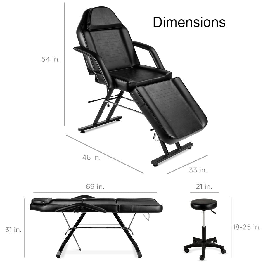 Black Adjustable Massage Bed Salon Chair w/ Hydraulic Stool LuxuryLifeWay Online Store