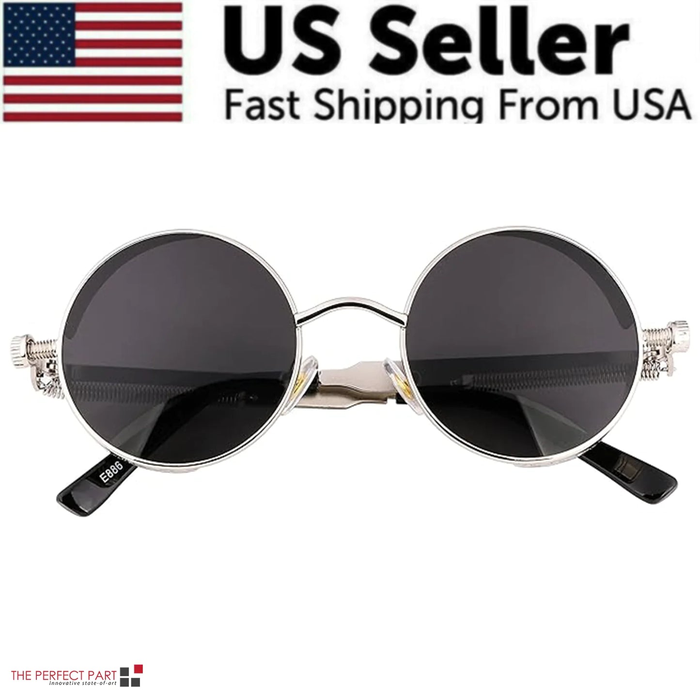 Retro Round Polarized Sunglasses Men Women Vintage Gothic Steampunk Glasses