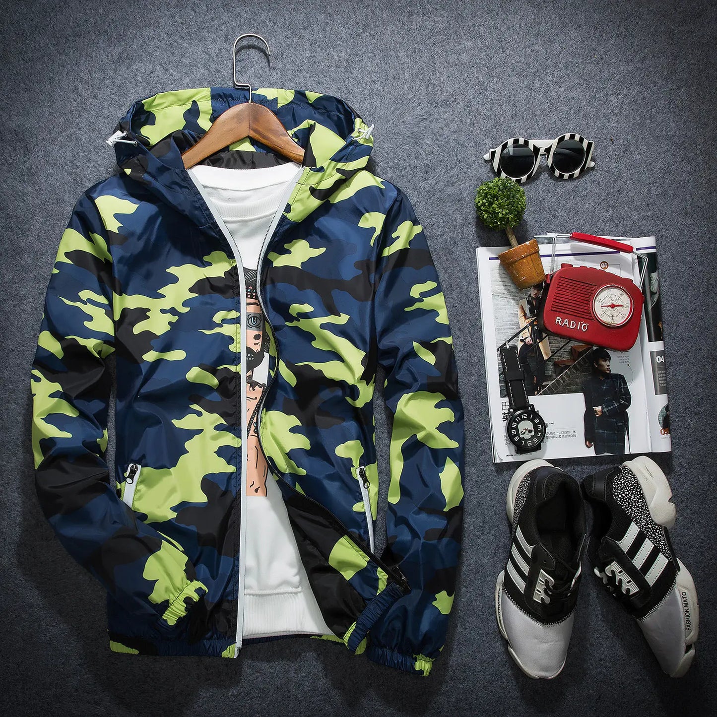 Youth Camouflage Hooded Jacket for Spring and Autumn