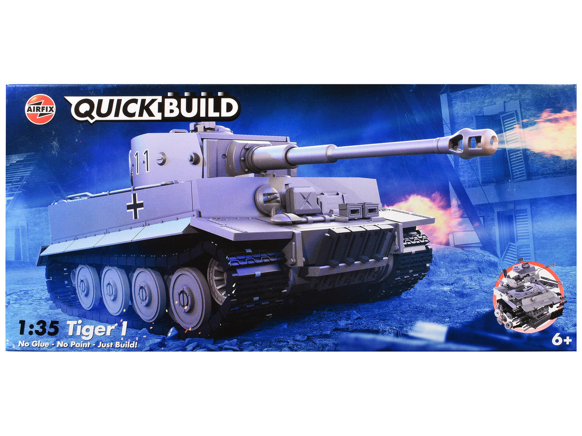 Skill 1 Model Kit Tiger I Tank "German Army" Snap Together Painted Plastic Model Tank Kit 1/35 Scale by Airfix Quickbuild LuxuryLifeWay Online Store