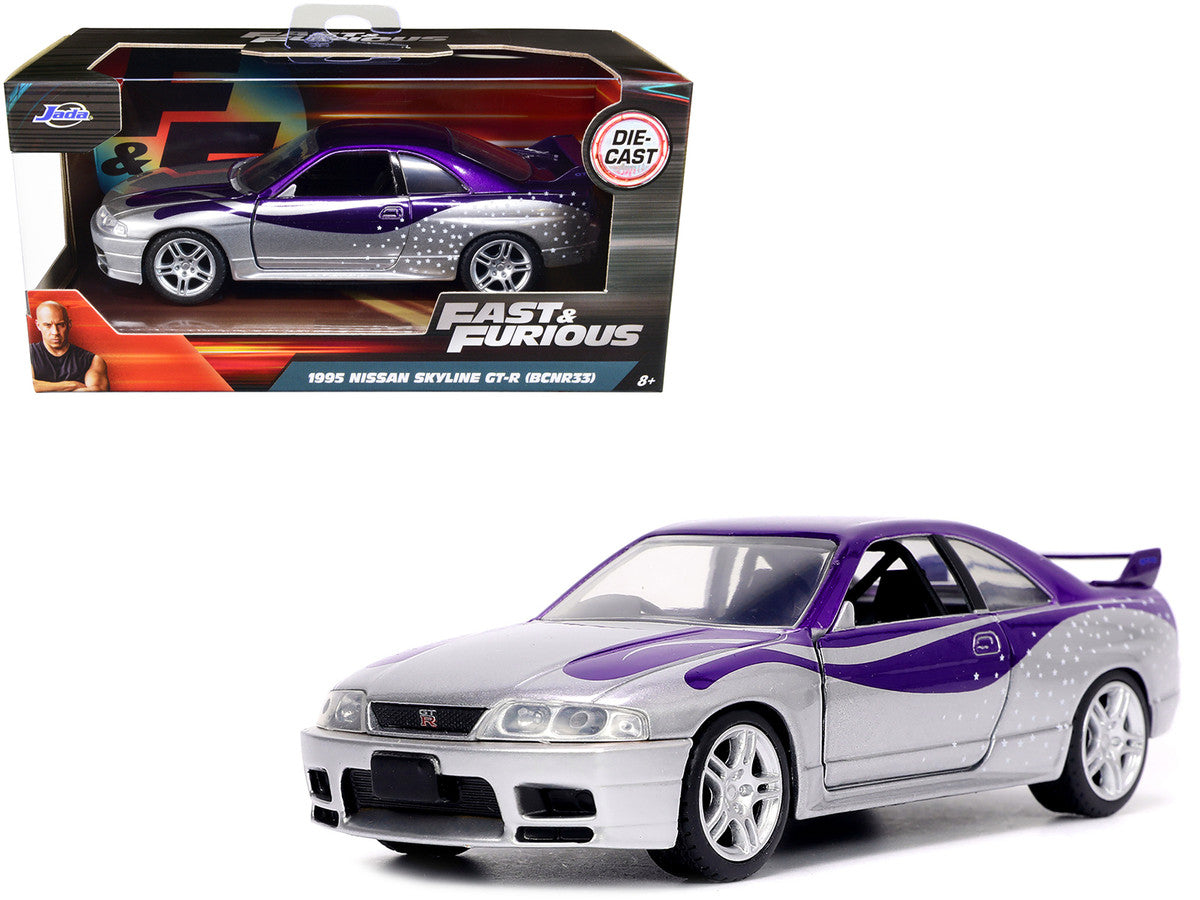 1995 Nissan Skyline GT-R (BCNR33) Purple and Silver Metallic "Fast & Furious" Series 1/32 Diecast Model Car by Jada LuxuryLifeWay Online Store
