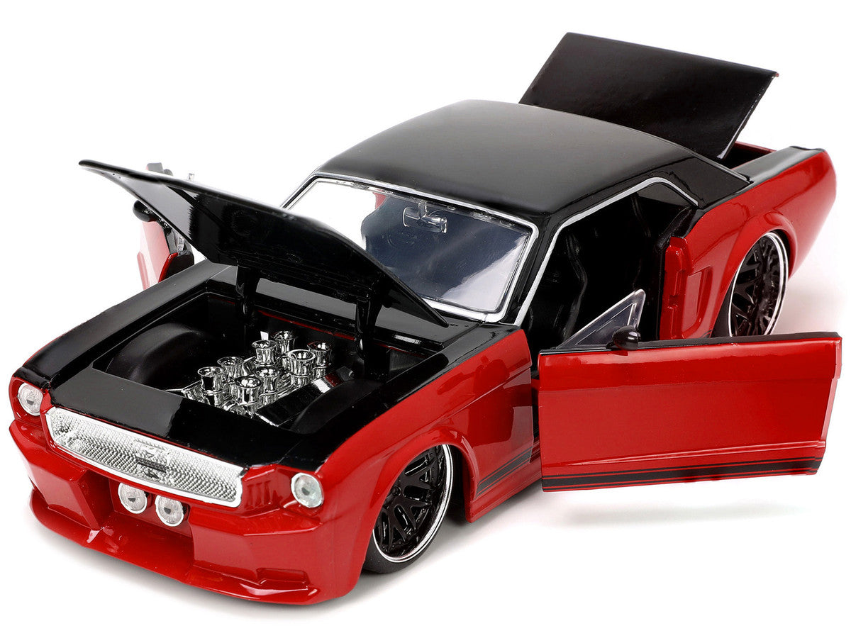 1965 Ford Mustang Custom Red and Black "Bigtime Muscle" Series 1/24 Diecast Model Car by Jada LuxuryLifeWay Online Store