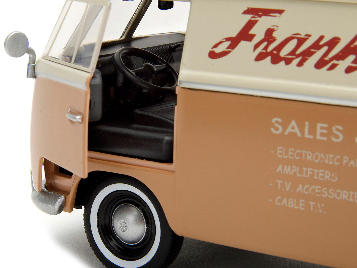Volkswagen Bus "WheelJack" Tan and Beige "Frank's TV Repair" and Transformers Logo Diecast Statue "Transformers: Rise of the Beasts" (2023) Movie "Hollywood Rides" Series 1/24 Diecast Model Car by Jada LuxuryLifeWay Online Store