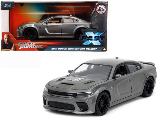 2021 Dodge Charger SRT Hellcat Gray Metallic "Fast X" (2023) Movie "Fast & Furious" Series 1/24 Diecast Model Car by Jada LuxuryLifeWay Online Store