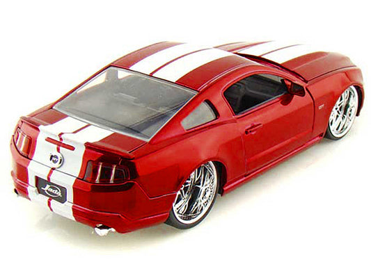 2010 Ford Mustang GT Red Metallic with White Stripes "Bigtime Muscle" Series 1/24 Diecast Model Car by Jada LuxuryLifeWay Online Store