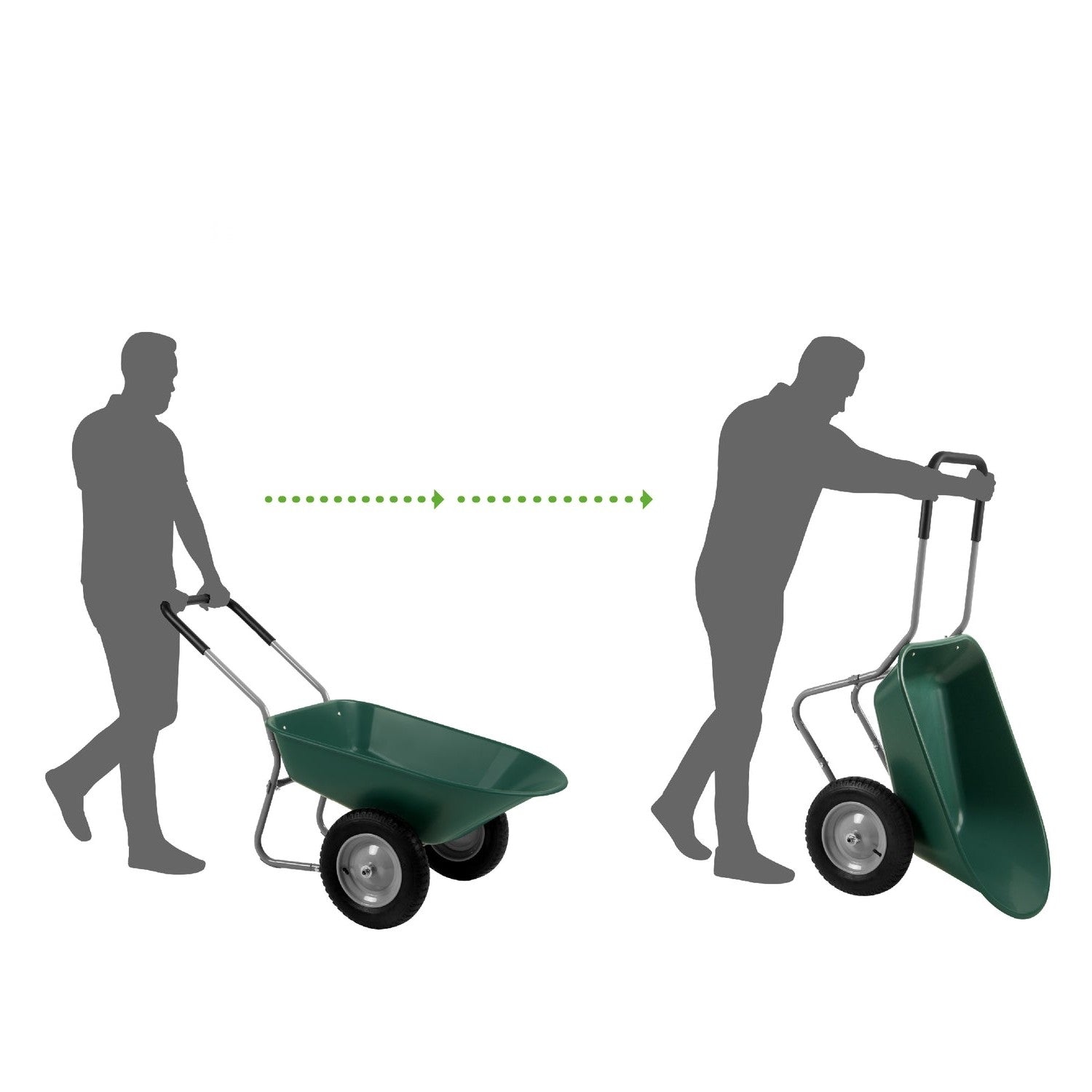 Heavy Duty 2-Wheel Multipurpose Rust Proof Wheelbarrow - Green LuxuryLifeWay Online Store