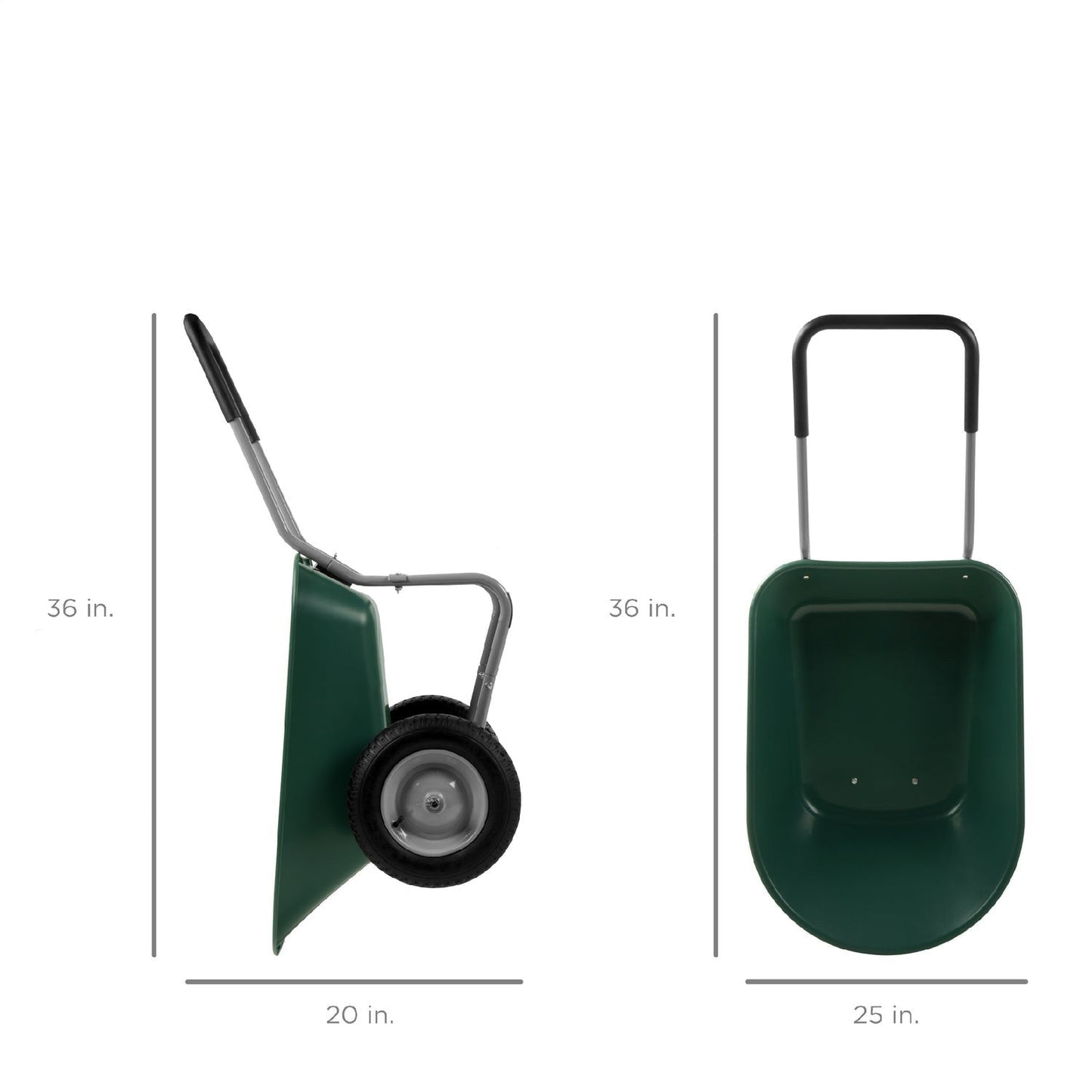 Heavy Duty 2-Wheel Multipurpose Rust Proof Wheelbarrow - Green LuxuryLifeWay Online Store
