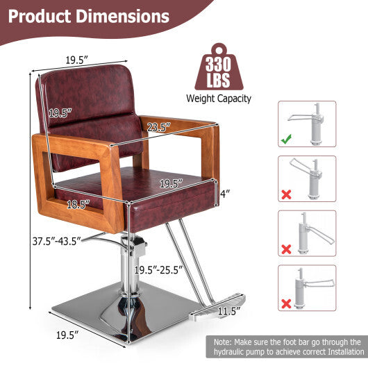 Hydraulic Barber Chair Salon Chair for Hair Stylist with 360 Degrees Swivel-Red LuxuryLifeWay Online Store