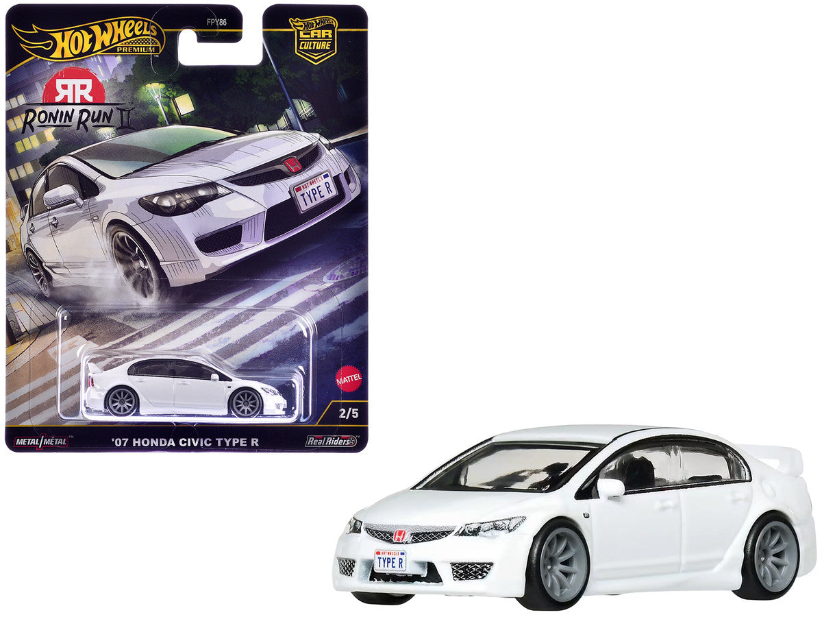 2007 Honda Civic Type R RHD (Right Hand Drive) White "Ronin Run II" Series Diecast Model Car by Hot Wheels LuxuryLifeWay Online Store