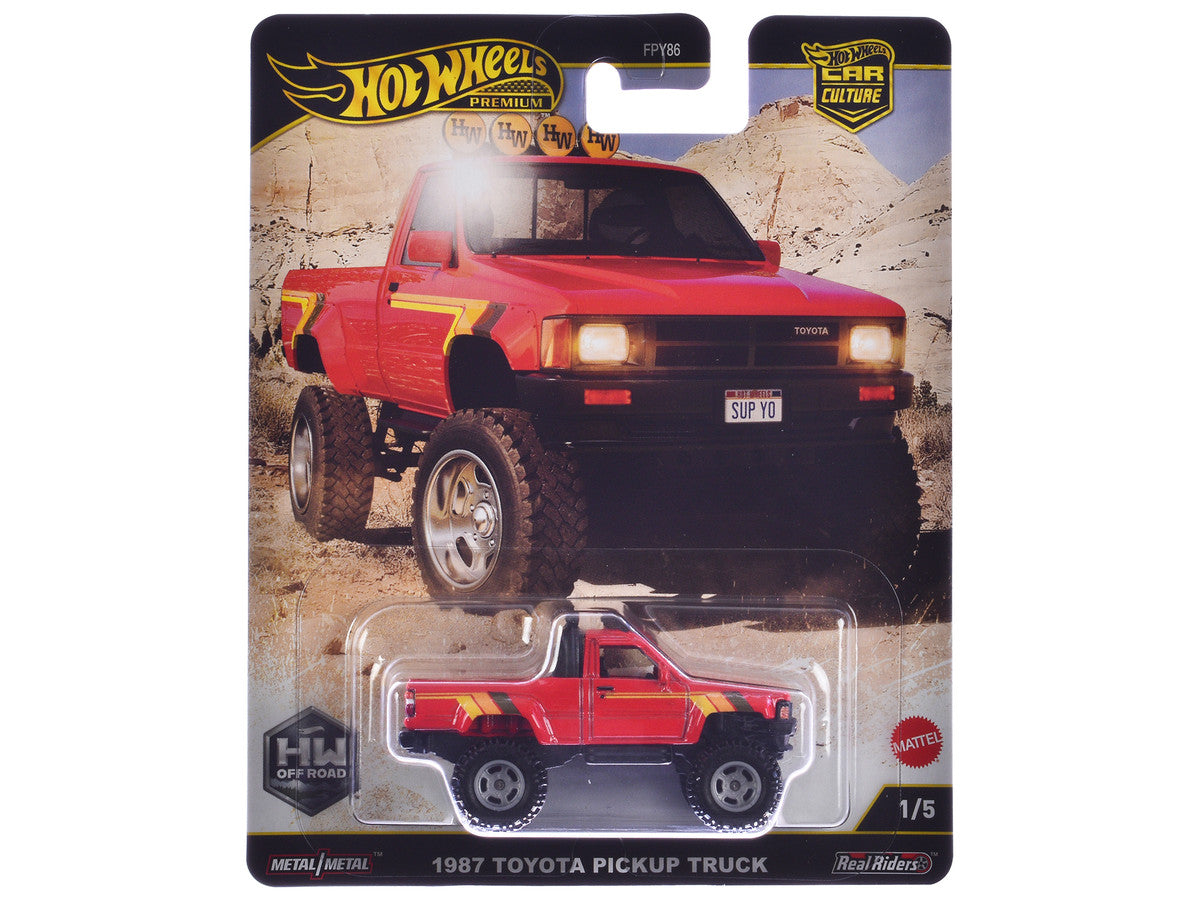 1987 Toyota Pickup Truck Red with Stripes "HW Off Road" Series Diecast Model Car by Hot Wheels LuxuryLifeWay Online Store