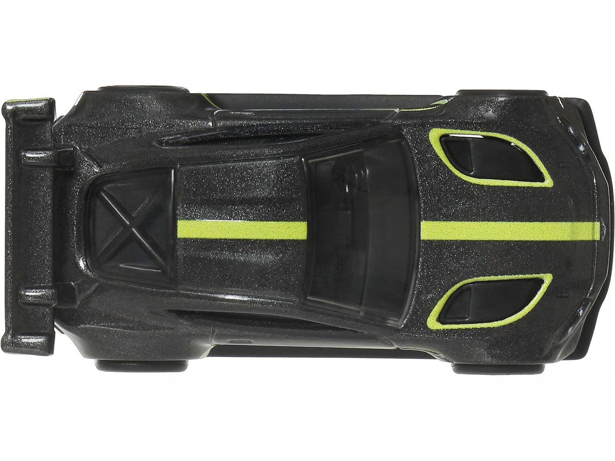 Aston Martin Vantage GTE Dark Gray Metallic with Lime Green Stripes "Euro Speed" Series Diecast Model Car by Hot Wheels LuxuryLifeWay Online Store