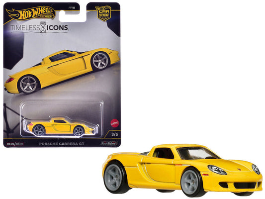 Porsche Carrera GT Yellow "Timeless Icons" Series Diecast Model Car by Hot Wheels LuxuryLifeWay Online Store
