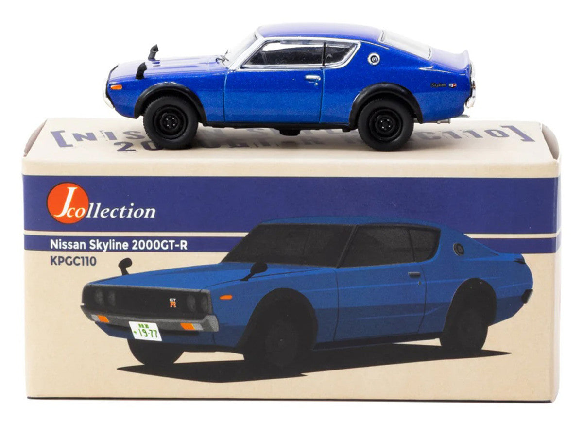 Nissan Skyline 2000GT-R KPGC110 RHD (Right Hand Drive) Blue Metallic "J Collection" Series 1/64 Diecast Model by Tarmac Works LuxuryLifeWay Online Store