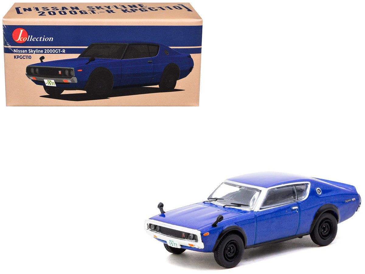 Nissan Skyline 2000GT-R KPGC110 RHD (Right Hand Drive) Blue Metallic "J Collection" Series 1/64 Diecast Model by Tarmac Works LuxuryLifeWay Online Store