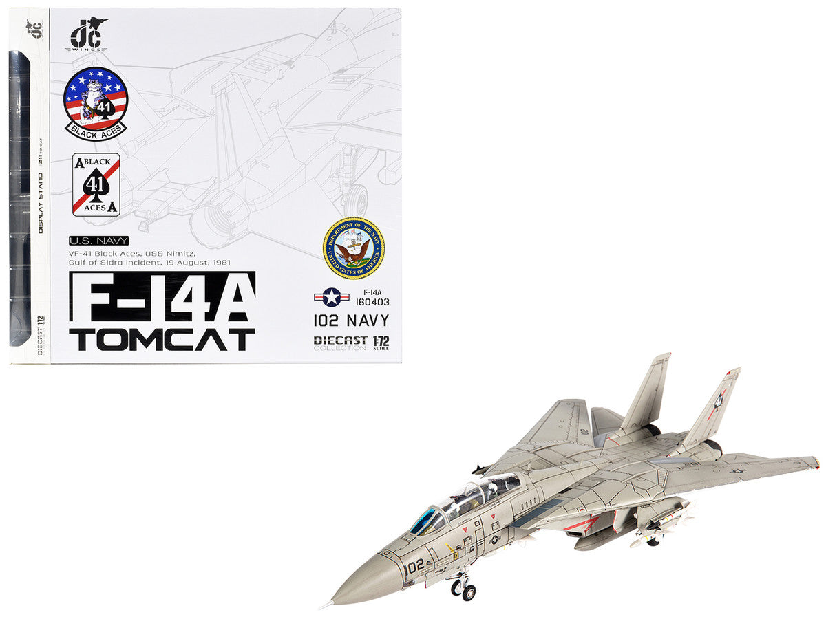 Grumman F-14A Tomcat Fighter Aircraft "VF-41 Black Aces USS Nimitz Gulf of Sidra" (1981) United States Navy 1/72 Diecast Model by JC Wings LuxuryLifeWay Online Store