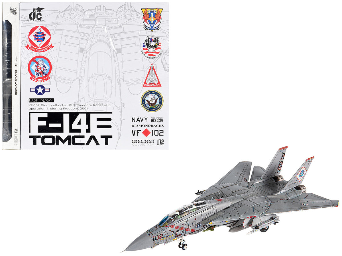 Grumman F-14B Tomcat Fighter Aircraft "VF-102 Diamondbacks Operation Enduring Freedom" (2001) United States Navy 1/72 Diecast Model by JC Wings LuxuryLifeWay Online Store