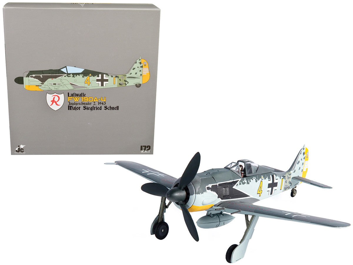 Focke-Wulf FW 190A-4 Fighter Aircraft "Major Siegfried Schnell, Luftwaffe, JG2, France" (1943) 1/72 Diecast Model by JC Wings LuxuryLifeWay Online Store
