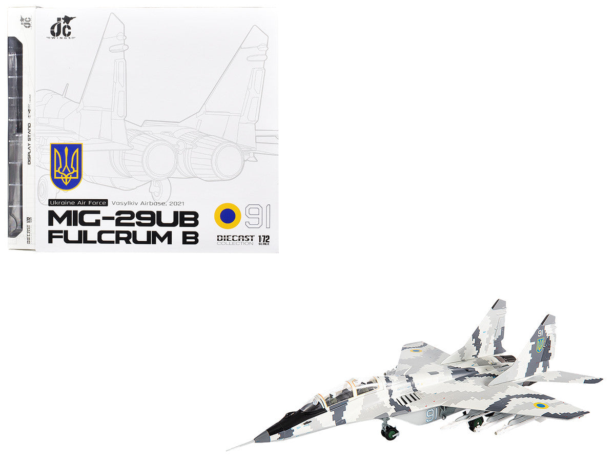 Mikoyan MiG-29UB Fulcrum-B Fighter Aircraft "Vasylkiv Air Base Ukraine" (2021) Ukrainian Air Force 1/72 Diecast Model by JC Wings LuxuryLifeWay Online Store