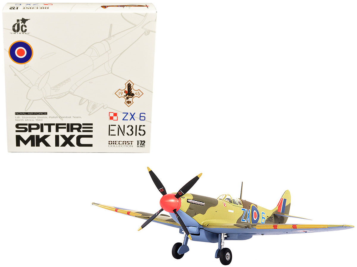 Supermarine Spitfire MK IXC Fighter Aircraft "Royal Air Force Ldr. Stanislav Skalsk Polish Combat Team North Africa" (1943) 1/72 Diecast Model by JC Wings LuxuryLifeWay Online Store