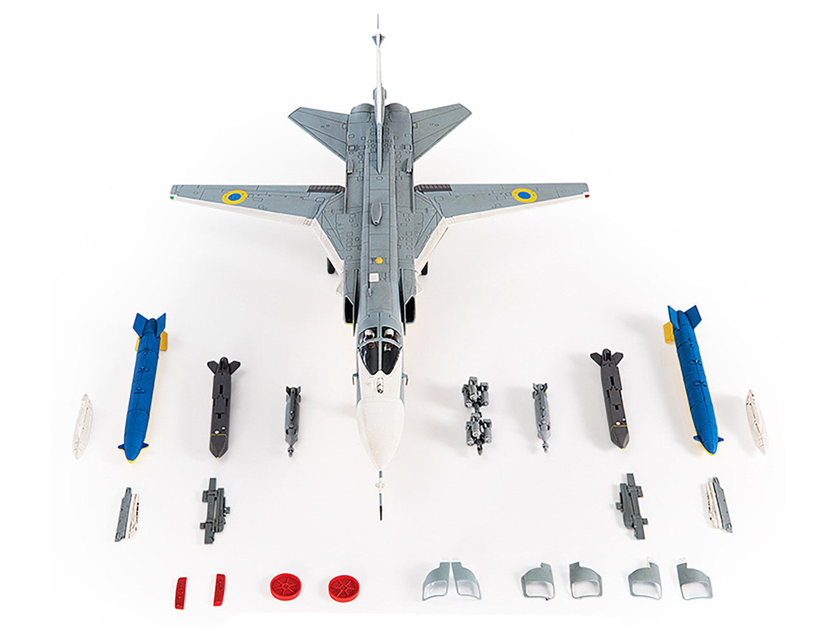 Sukhoi Su-24M Fencer-D Bomber Aircraft "Ukraine War" (2023) Ukrainian Air Force 1/72 Diecast Model by JC Wings LuxuryLifeWay Online Store
