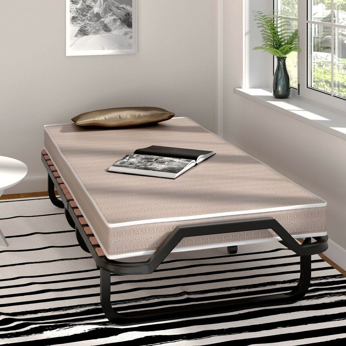 Rollaway Bed with Casters Wheels and Folding Memory Foam Mattress LuxuryLifeWay Online Store