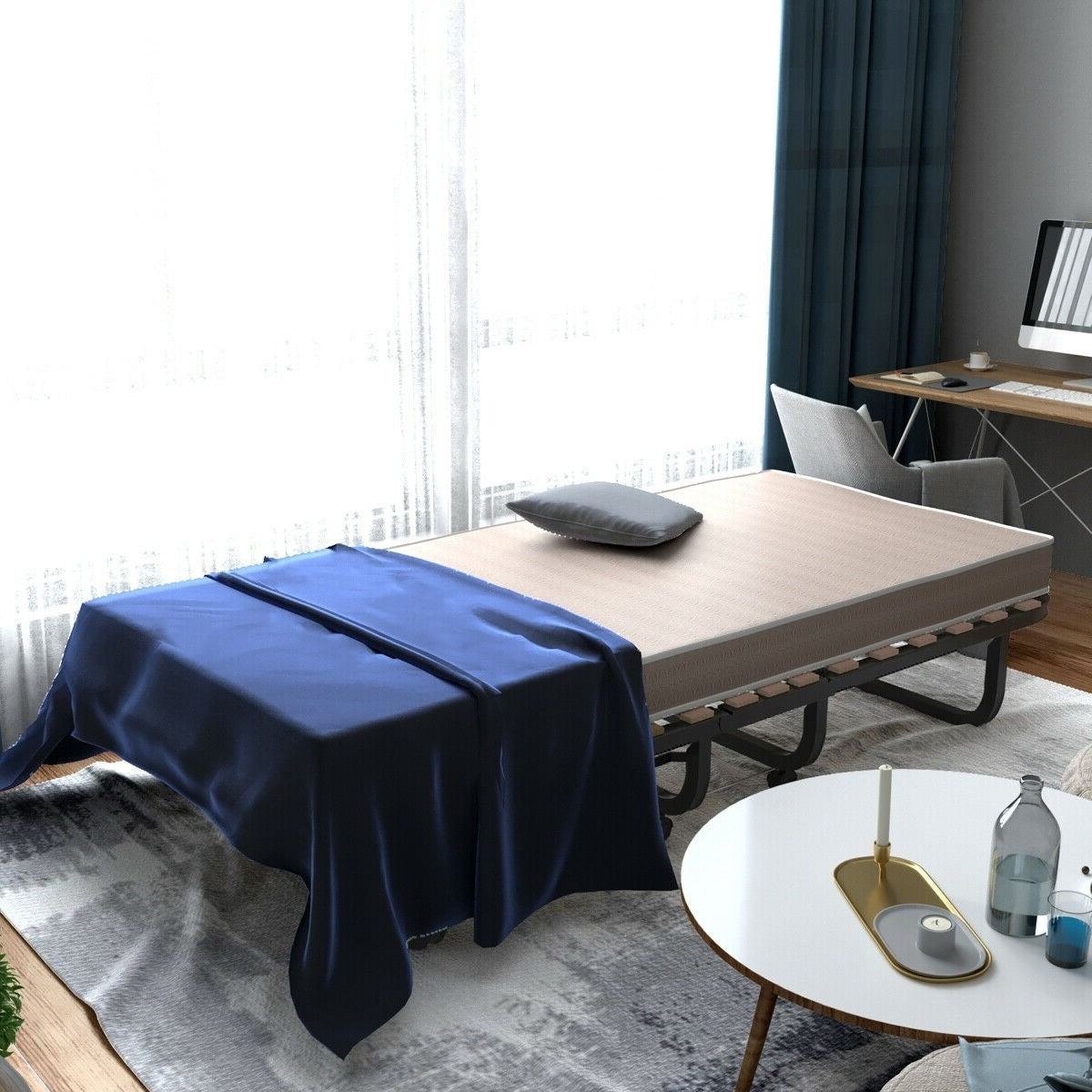 Rollaway Bed with Casters Wheels and Folding Memory Foam Mattress LuxuryLifeWay Online Store
