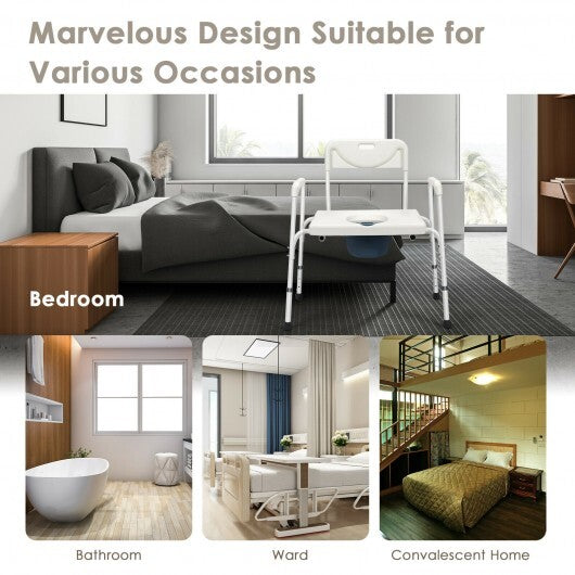 3-in-1 Bedside Commode Portable Toilet with Adjustable Height LuxuryLifeWay Online Store