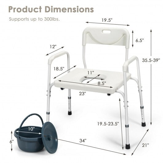 3-in-1 Bedside Commode Portable Toilet with Adjustable Height LuxuryLifeWay Online Store