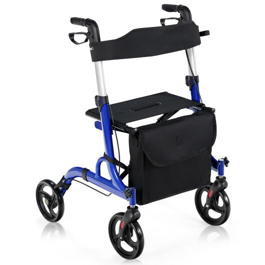 Folding Aluminum Rollator Walker with 8 inch Wheels and Seat-Blue - Color: Blue LuxuryLifeWay Online Store