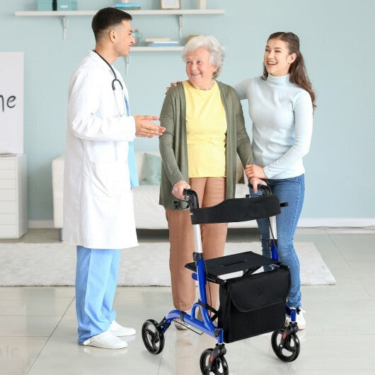 Folding Aluminum Rollator Walker with 8 inch Wheels and Seat-Blue - Color: Blue LuxuryLifeWay Online Store