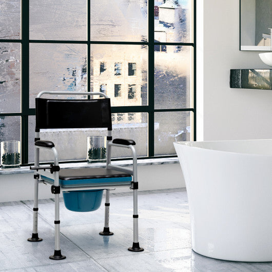 4-in-1 Folding Bedside Commode Chair with Detachable Bucket and Towel Holder LuxuryLifeWay Online Store