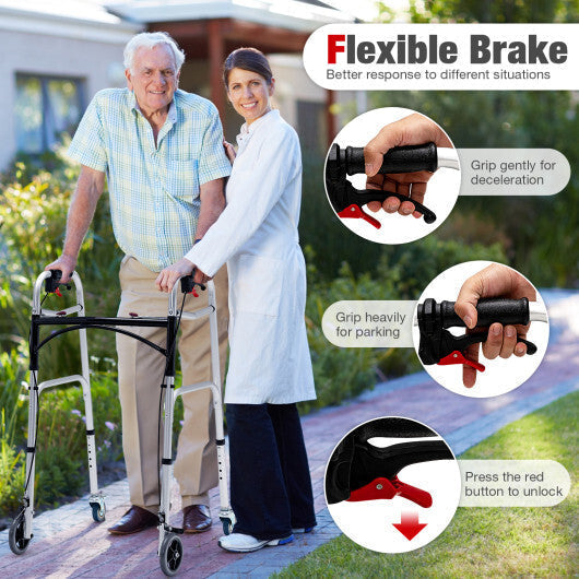 Height Adjustable Aluminum Walker with Rolling Wheels and Brakes LuxuryLifeWay Online Store