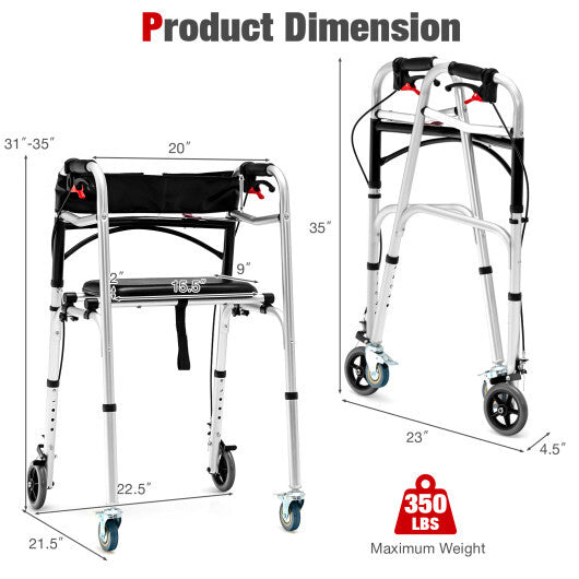 Height Adjustable Aluminum Walker with Rolling Wheels and Brakes LuxuryLifeWay Online Store