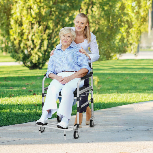 2-in-1 Aluminum Commode Shower Wheelchair with Locking Casters LuxuryLifeWay Online Store