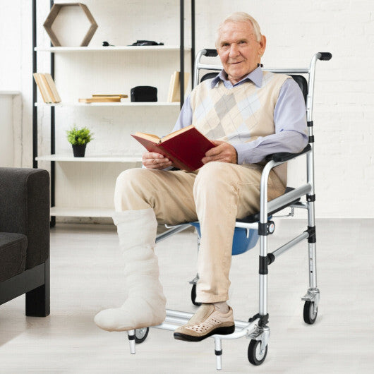 2-in-1 Aluminum Commode Shower Wheelchair with Locking Casters LuxuryLifeWay Online Store