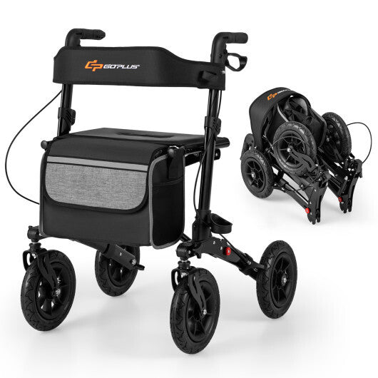 Folding Rollator Walker for Seniors with Seat for All Terrain-Red LuxuryLifeWay Online Store