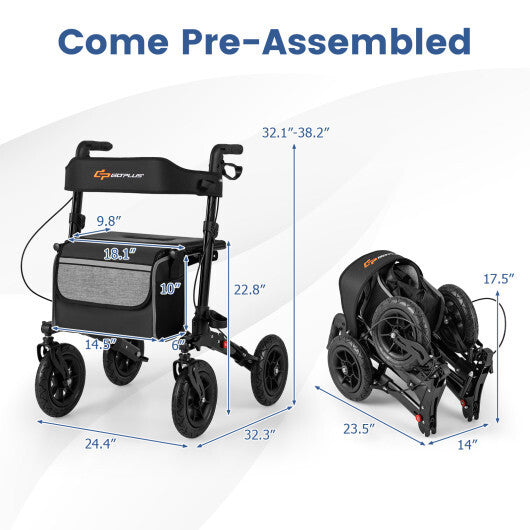 Folding Rollator Walker for Seniors with Seat for All Terrain-Red LuxuryLifeWay Online Store