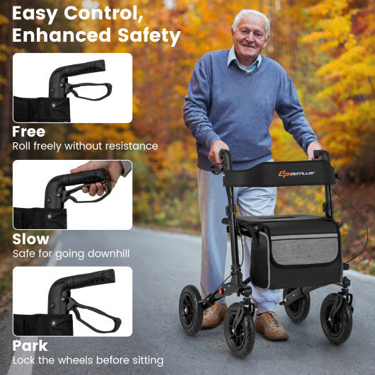 Folding Rollator Walker for Seniors with Seat for All Terrain-Red LuxuryLifeWay Online Store