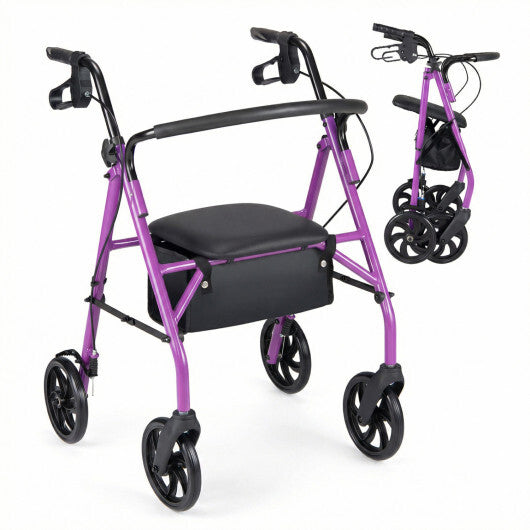 Rollator Walker with Seat and Height Adjustable Handles-Purple LuxuryLifeWay Online Store
