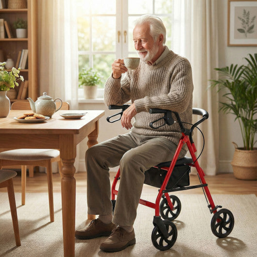 Rollator Walker with Seat and Height Adjustable Handles-Purple LuxuryLifeWay Online Store