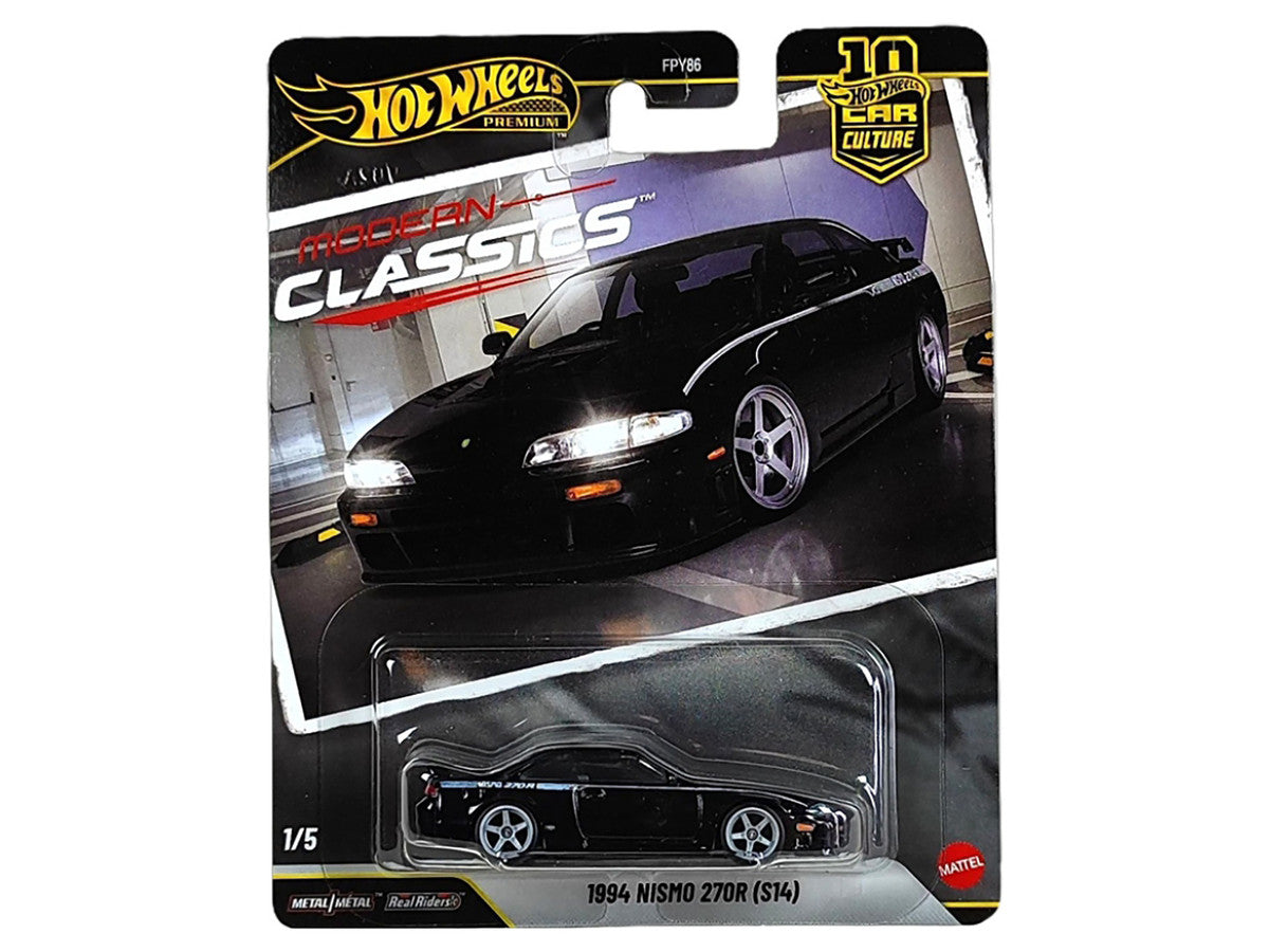 1994 Nissan Nismo 270R (S14) RHD (Right Hand Drive) Black with White Stripes "Modern Classics" Series Diecast Model Car by Hot Wheels LuxuryLifeWay Online Store